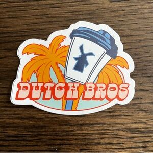 Dutch Bros Orange & Aqua Palm Tree Logo Sticker